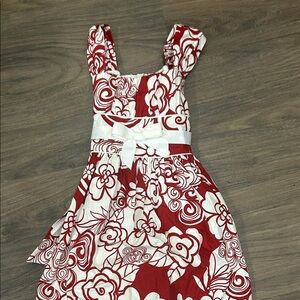 Floral Red and White Kids Dress